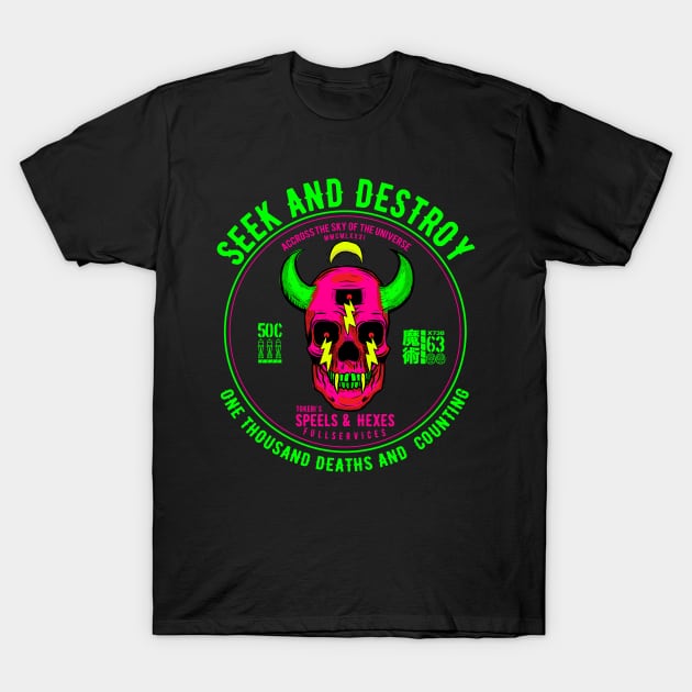 Seek and Destroy Skull T-Shirt by TOKEBI